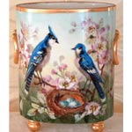 Pansies and Blue Birds Limoges Cachepot