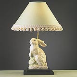 Ceramic Bunny on Black Base Lamp by Yessica`s Collections