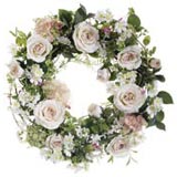 24in Rose/Hydrangea Wreath in Mauve and Cream by Allstate Floral